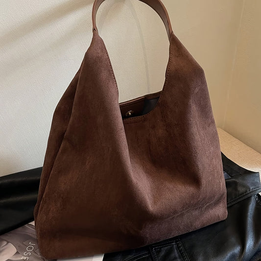 Women's Brown Faux Suede Hobo Bag