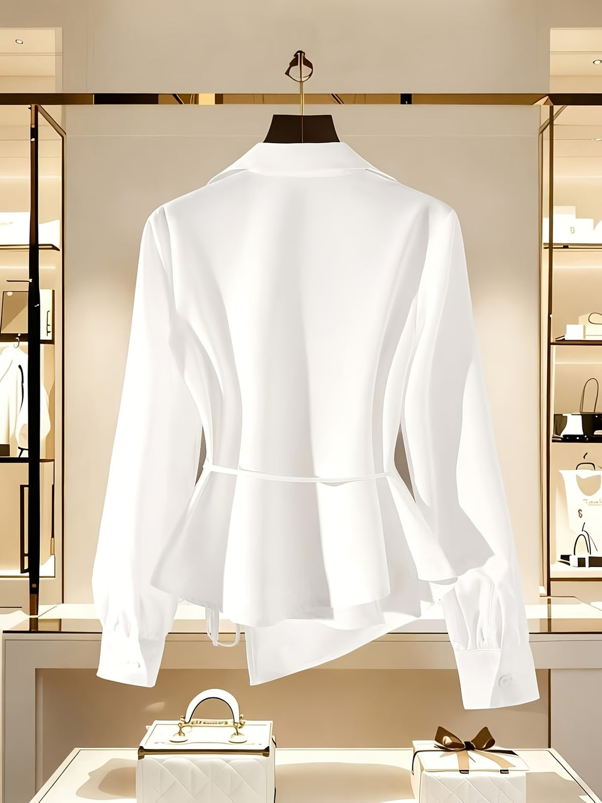 Women's Elegant Long Sleeve Blouse with Tie Detail