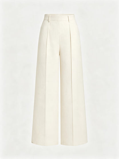 Women's High Waist Palazzo Trousers with Front Pleat