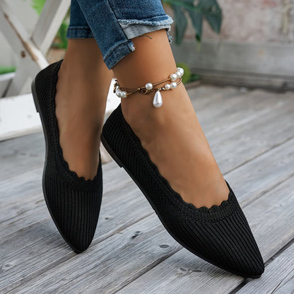 Women's Breathable Slip-On Flat with Wavy Edge