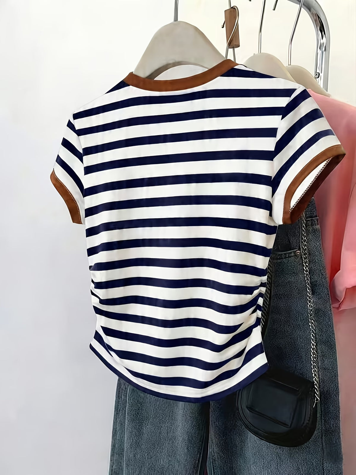 Women's Slim T-Shirt with Contrast Stripes