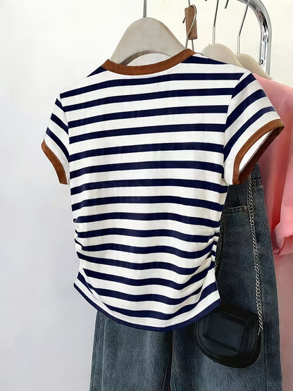 Women's Slim T-Shirt with Contrast Stripes