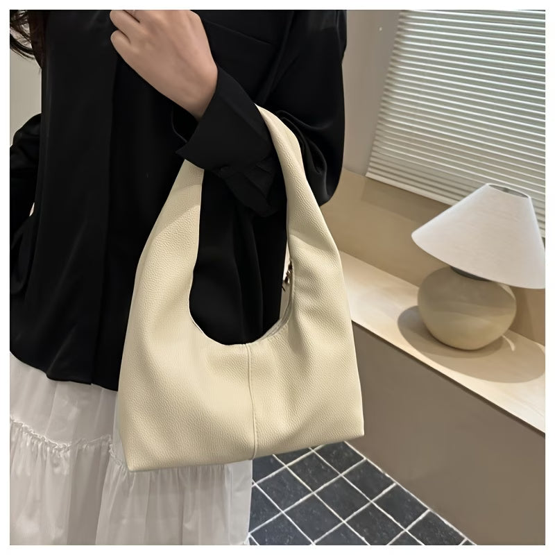Women's Minimalist Black Faux Leather Shoulder Bag