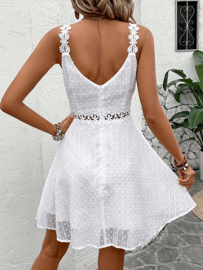Women's Summer Slip Dress with Lace and Thin Straps